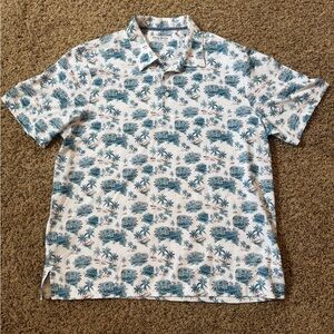 Tommy Bahama Men’s L Bahama Coast Palm Scape Polo Shirt Azul Mar